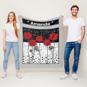 Red poppies fleece blanket
