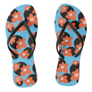 Red poppies flip flops
