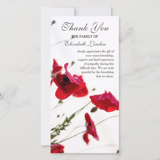Red Poppies | Floral Sympathy Thank You (Front)