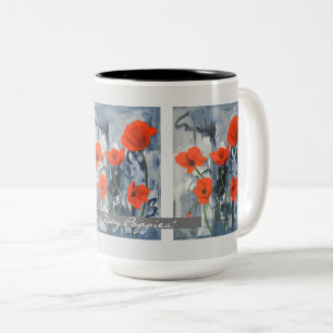Red Poppies Flower Art Customized Two-Tone Coffee Mug