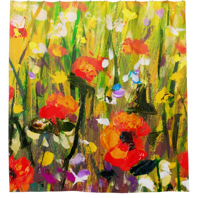 Red poppies flower field - Original handmade abstr (Front)