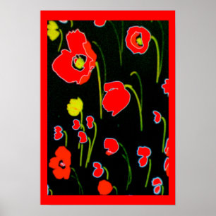 Red Poppies Flower Poster