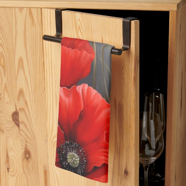 Red poppies Flowers Kitchen Towel (Thirds Fold)