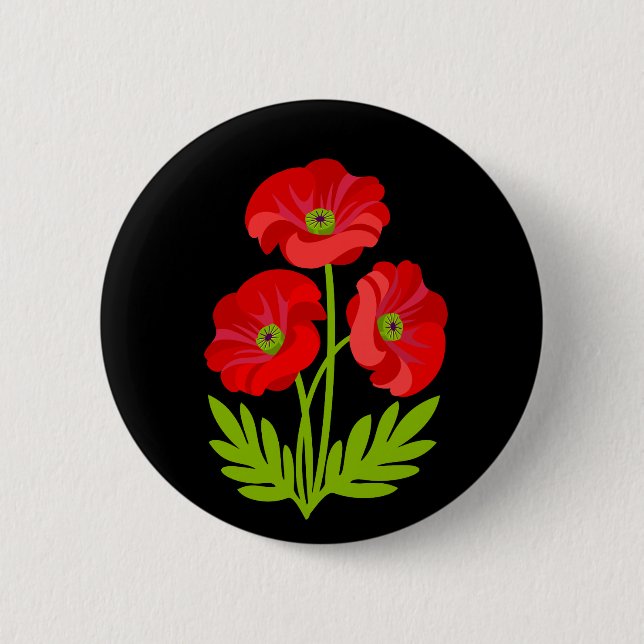 Red poppies for Armistice Day  2 Inch Round Button (Front)