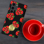Red Poppies Gold Monogram  Samsung Galaxy Case<br><div class="desc">Elevate the appearance of your mobile phone with our Red Poppies Gold Monogram Sumsung Galaxy S22 Ultra Case! This case boasts a mesmerizing black and red floral poppies design that exudes glamour and refinement to your device. The personalized monogram showcased on gold adds an unparalleled and individualized touch that distinguishes...</div>