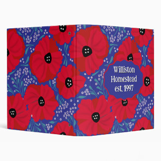 Red Poppies Hand-illustrated Floral Pattern Binder