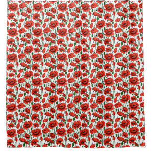 Red Poppies in a Field on White
