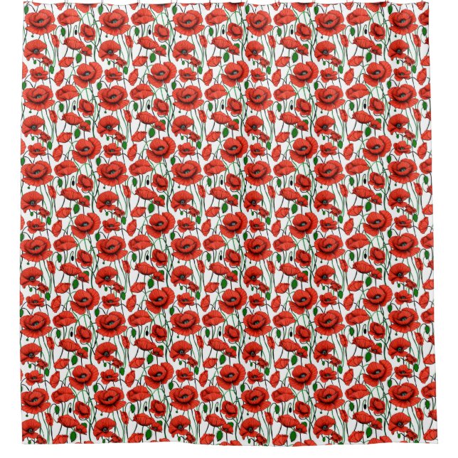 Red Poppies in a Field on White (Front)