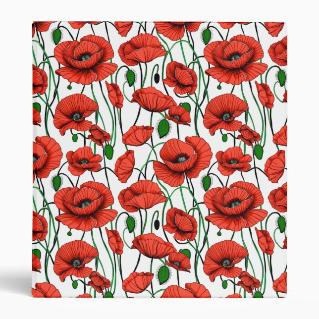 Red Poppies in a Field on White Binder (Front)