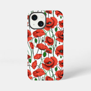 Red Poppies in a Field on White iPhone 13 Mini Case
