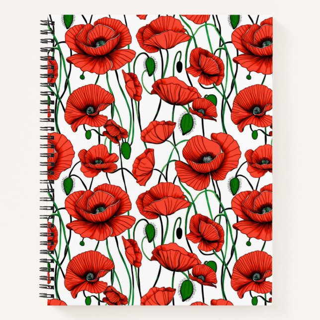 Red Poppies in a Field on White Journal (Front)
