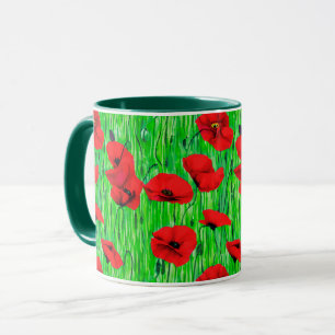 Red Poppies in a Green Field Mug