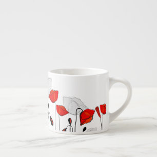 Red Poppies In A Row Espresso Cup