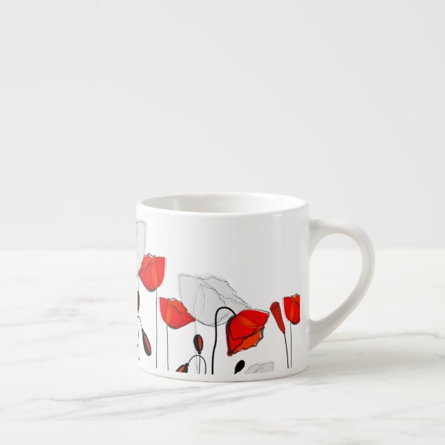 Red Poppies In A Row Espresso Cup (Right)