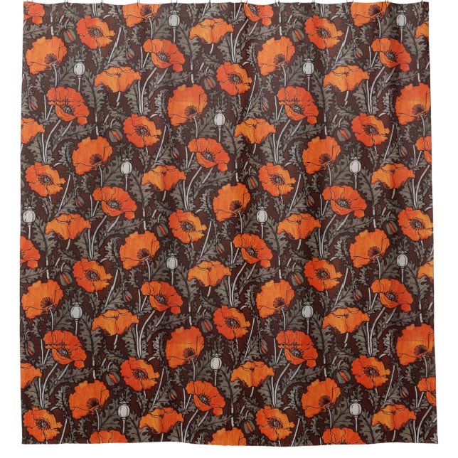 RED POPPIES IN BLACK WHITE Poppy Field Floral (Front)