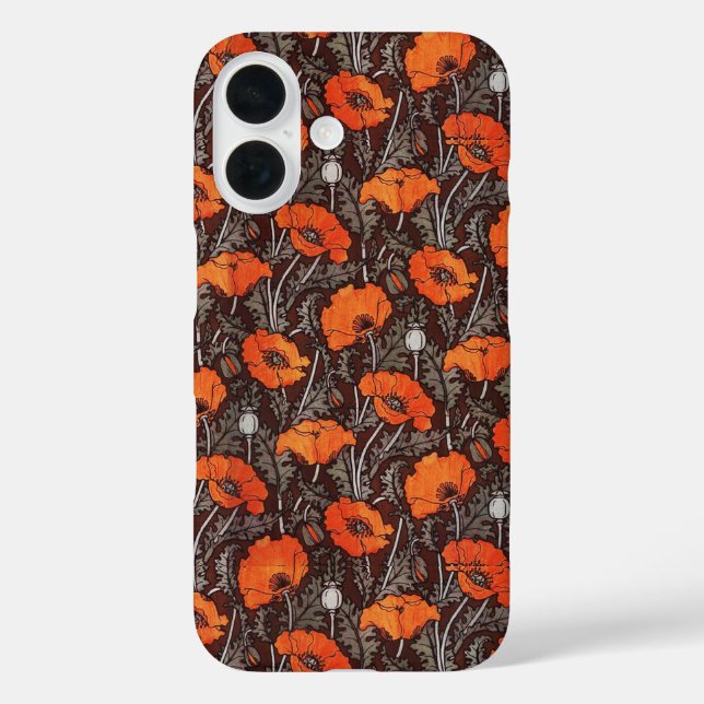 RED POPPIES IN BLACK WHITE Poppy Field Floral Case-Mate iPhone Case (Back)