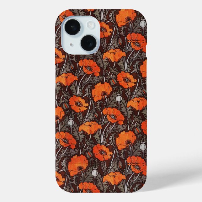 RED POPPIES IN BLACK WHITE Poppy Field Floral Case-Mate iPhone Case (Back)