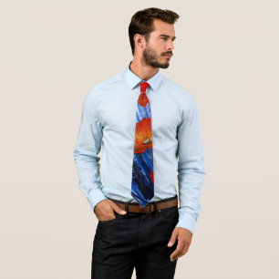 Red Poppies in Blue grass  Tie