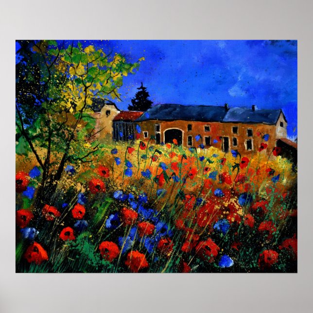 Red poppies in Houroy Poster (Front)