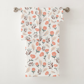 Red Poppies in Scandinavian Style Bath Towel Set