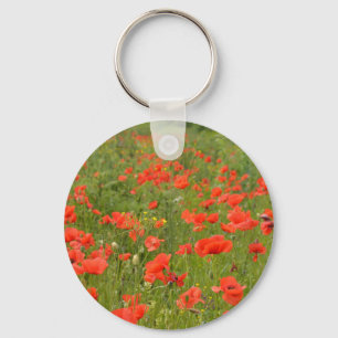 Red Poppies in the field Keychain