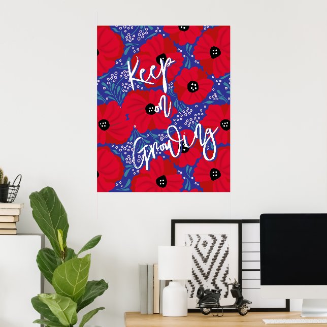 Red Poppies Keep on Growing Large Poster (Home Office)