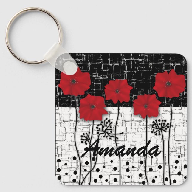 Red poppies  keychain (Front)