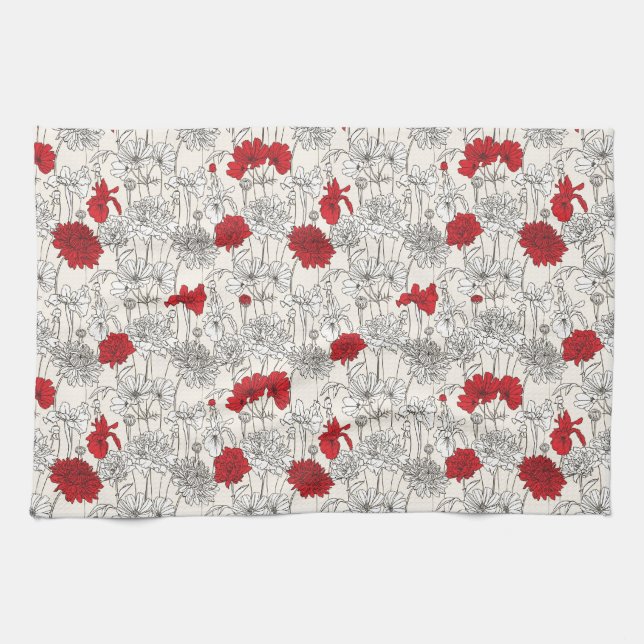 Red Poppies Kitchen Towel (Horizontal)