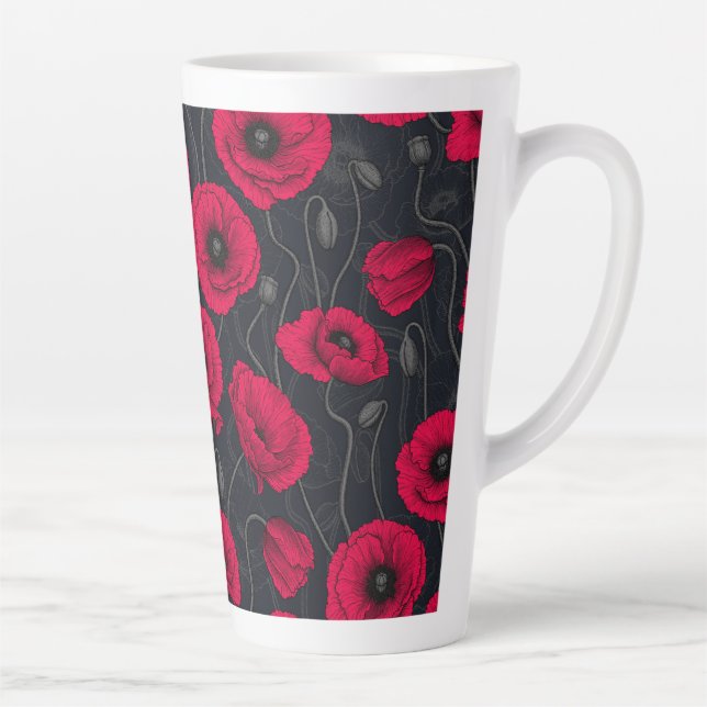 Red Poppies Latte Mug (Right)