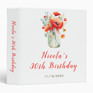 Red Poppies Mason Jar Birthday Party Photo Album Binder