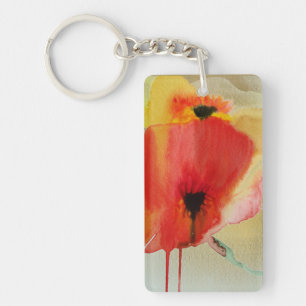 Red Poppies Modern floral art Keychain