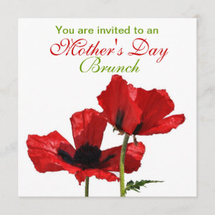 Red Poppies Mother's Day Brunch Invitation