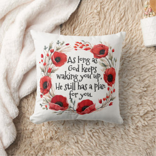 Red Poppies Mug Throw Pillow