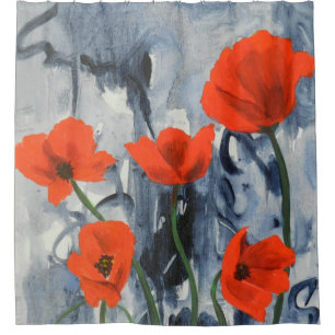 Red Poppies on Grey