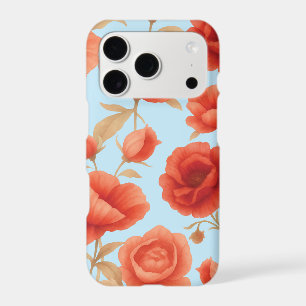 Red Poppies on Sky Blue iPhone Case