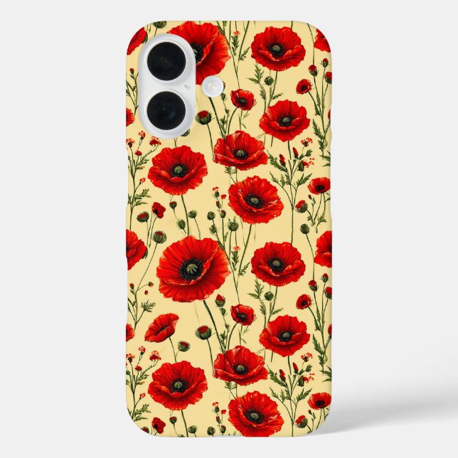Red poppies pattern Case-Mate iPhone case (Back)