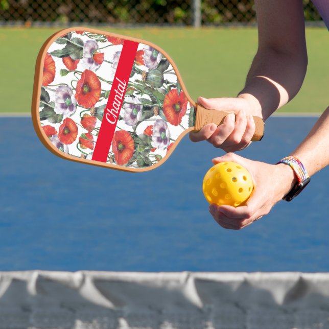 Red Poppies Pattern Personalized   Pickleball Paddle (Insitu)