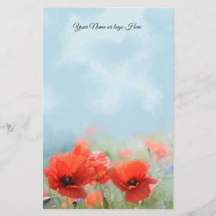 Red Poppies Personalized Stationery