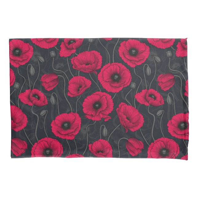 Red Poppies Pillowcase (Front-Left)