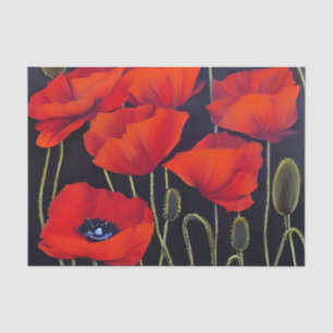 Red Poppies Plants Art  Tissue Paper