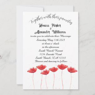Red Poppies Poppy Elegant Floral Rustic Wedding  I Invitation