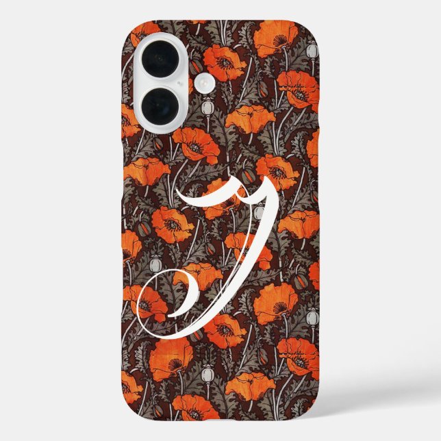 RED POPPIES Poppy Floral Blavk White Monogram Case-Mate iPhone Case (Back)