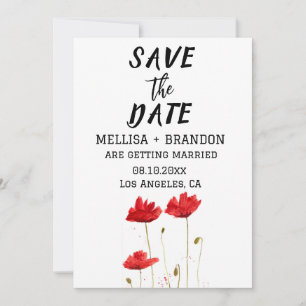Red Poppies Poppy Floral Rustic Wedding Invitation