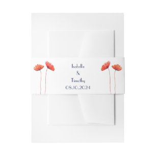 Red Poppies Poppy Flowers Elegant Wedding Invitation Belly Band