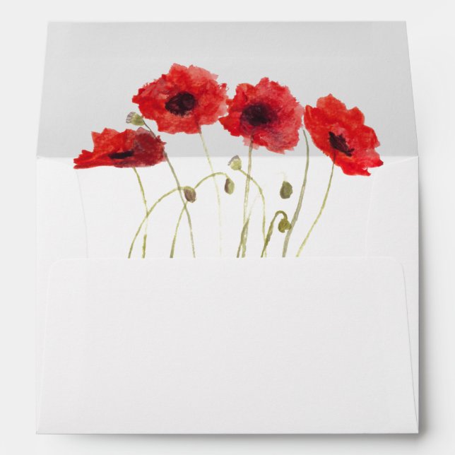 Red Poppies Poppy Flowers Return Address Envelope (Back (Bottom))