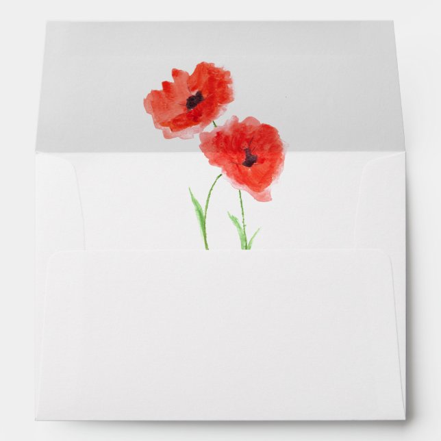 Red Poppies Poppy Flowers Return Address Envelope (Back (Bottom))