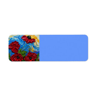Red Poppies Return address Label