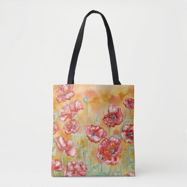 "Red Poppies" Shoulder Tote (Front)