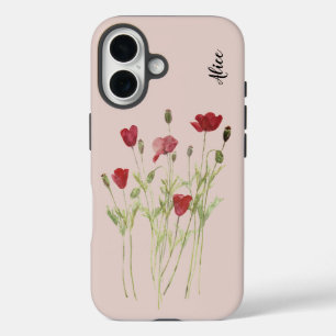 Red poppies summer meadow, wild flowers iPhone 16 case