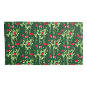 Red poppies summer meadow, wild flowers pillowcase